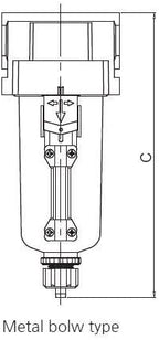 PneumaticPlus SAF300-N03B-MEP Compressed Air Particulate Filter 3/8" NPT, 10 Micron Element, Metal Bowl, Manual Drain, Bracket
