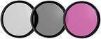 New 3 Piece 72mm -UV, CPL, FLD- Multi-Coated Stackable Filter Set