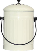 Markson Compost Bin with Airflow Lid and Charcoal Filter 1.5 Gallon Metal Off-White