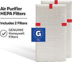Honeywell Genuine HEPA Air Purifier Filter G, 2-Pack, Airborne Allergen Air Filter Targets Smoke, Pollen, Pet Dander, and Dust