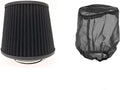 Black Cold Air Intake Cone Replacement Performance Washable Clamp-on Dry Filter with Sock Protective Cover Mesh Dustproof Bag (3.5")