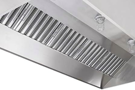Commercial Kitchen Restaurant Duty Exhaust Hood, Wall Canopy Stainless Steel Exhaust Hood with Baffle Hood Filters, High Temperature Light Fixtures, and 16” Round Exhaust Riser (11" Long Hood)