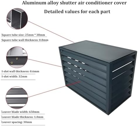 Outdoor Air Conditioner Cover Aluminum Decorative Fence Privacy Screen Protective Grilles for Heat Pumps Trash Can Enclosure Flower Stand Perfect for Concealing (Gray 100x50x70cm)