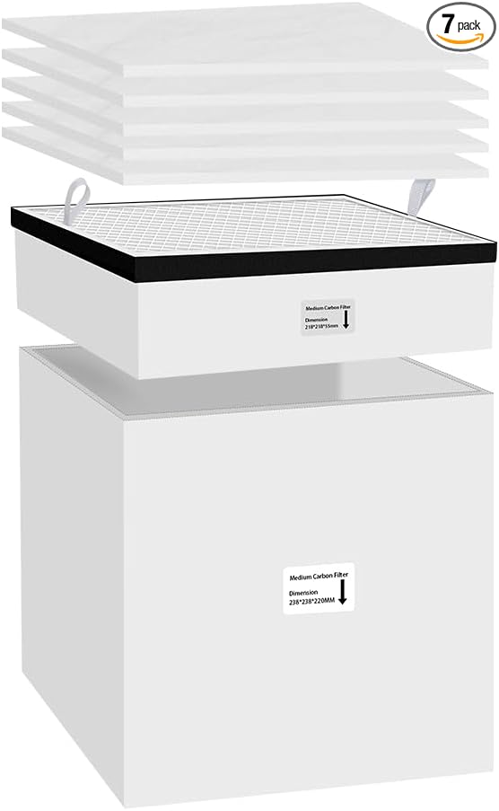 FumeClear FC2002 Black Gray Replacement Sets For The FC2002 Fume Extractor 1st&2nd&3rd Layer Pre-Filter Hepa Carbon Filter Sets