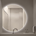 Bathroom Mirror, Dimmable LED Vanity Mirror Half Circle, Illuminated Mirror with Demister Pad, Large Wall Mirror with Touch Sensor (Size : 31x35''/80x90cm)