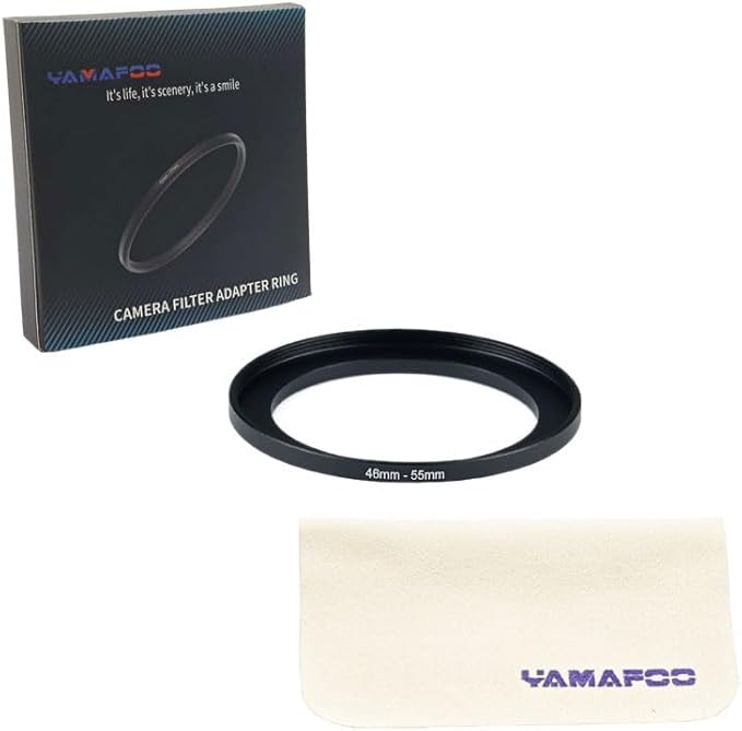 YAMAFOO 46mm to 55mm Step-Up Ring/Step Down Rings Filter Adapter for All Brands UV ND CPL Metal Ring Step-Up Rings Adapter Filter,Black (46-55)