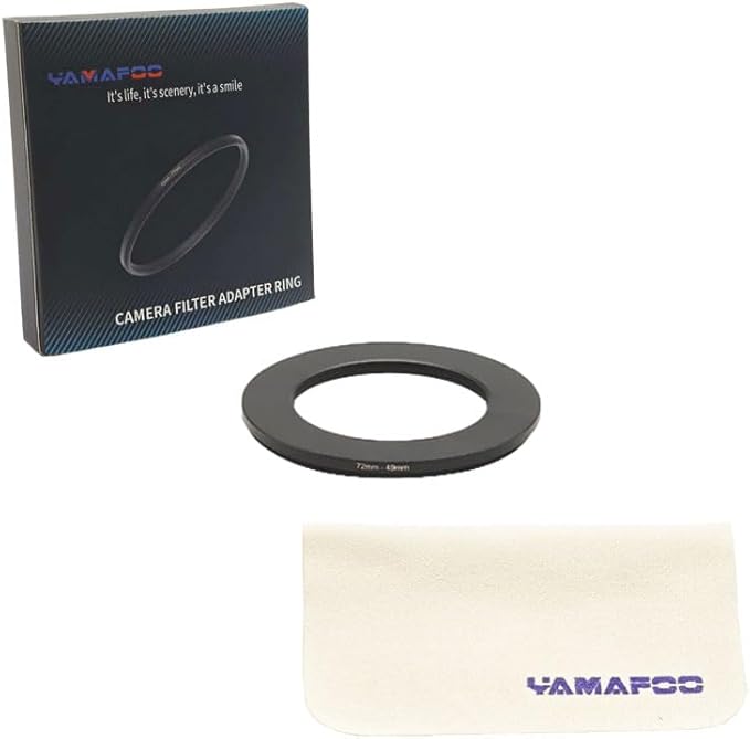 YAMAFOO 72mm to 49mm Step-Up Ring/Step Down Rings Filter Adapter for All Brands UV ND CPL Metal Ring Step-Up Rings Adapter Filter,Black (72-49)