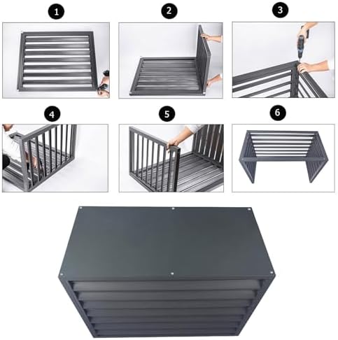Aluminum Air Conditioner Cover Exterior Air Conditioning Unit Cover Air Conditioner Fence Screen Privacy Fence Trash Can Enclosure Outdoor Condenser Protective (Gray 110x60x80cm)