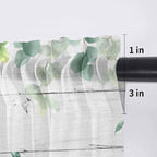 Easter Sheer Valances for Windows 54"x18", Light Filtering Kitchen Curtains Valance, Spring Watercolor Bunny Eggs Flower Leaf Wooden Grey Rod Pocket Chiffon Curtains for Living Room Bedroom Cafe