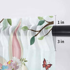 Easter Sheer Valances for Windows 54"x18", Light Filtering Kitchen Curtains Valance, Spring Watercolor Bunny Eggs Tulip Flower Plant Rod Pocket Chiffon Curtains for Living Room Bedroom Cafe