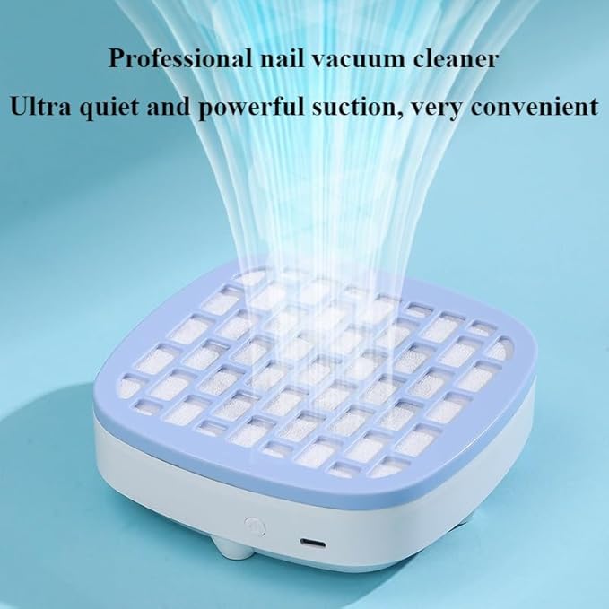 Mini Nail Dust Collector & Extractor Fan - Low Noise Portable Vacuum for Nail Drilling and Polishing, Compact Design with Magnetic Filter Cover for Home Salon (WHITE)