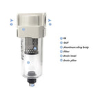 1pc Vacuum Water Droplet Separator Vacuum Pipeline Filter Negative Pressure Filter Element AMJ AMJ3000-03B(AMJ4000-04B)