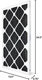 AIRx ODOR 16x25x1 MERV 7 Carbon Pleated Air Filter - Made in the USA - Box of 6
