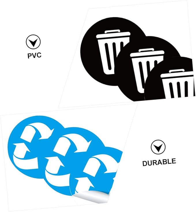 1Set PVC Waste Sorting Stickers Self Adhesive Trash Bin Labels for Recycling and Trash Can Decals Easy to Apply Promote Sustainable Waste Management