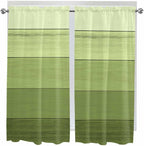 Gradient Green Wooden Board Window Valance Curtains, Retro Country Wood Grain Light Filtering Kitchen Valance with 3-inch Rod Pocket for Living Room Bathroom Bedroom,2 Panel,42x63In