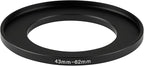 43-62mm Metal Step-Up Ring Adapter Compatible with Mirrorless Cameras DSLR Lens, UV CPL ND Filter Thread Converter, Black