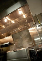 Commercial Kitchen Restaurant Duty Exhaust Hood, Wall Canopy Stainless Steel Exhaust Hood with Baffle Hood Filters, High Temperature Light Fixtures, and 16” Round Exhaust Riser (8" Long Hood)