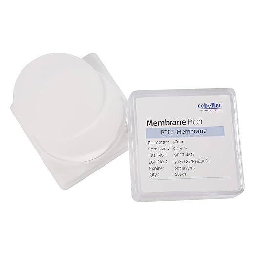 100 Pieces/Pack PTFE Membrane Filters Lab Disc Hydrophobic Filter 47mm Diameter 0.45µm Pore Size