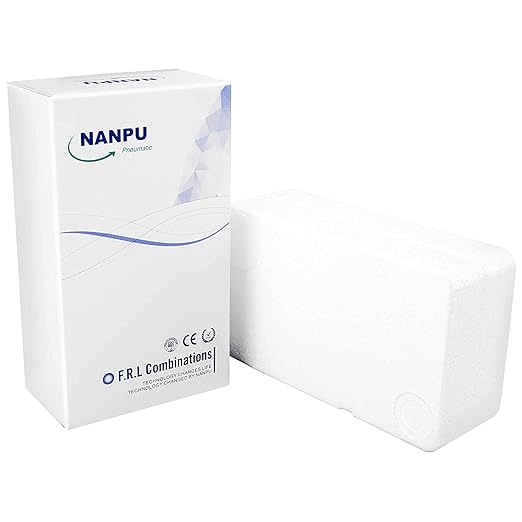 NANPU 1" NPT Air Drying System - Double Air Filters, Air Pressure Regulator Combo - Semi-Auto Drain, Poly Bowl