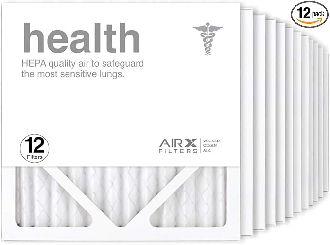 AIRx Filters 12x12x1 Air Filter MERV 13 Pleated HVAC AC Furnace Air Filter, Health 12-Pack, Made in the USA