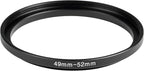 49-52mm Metal Step-Up Ring Adapter Compatible with Mirrorless Cameras DSLR Lens, UV CPL ND Filter Thread Converter, Black