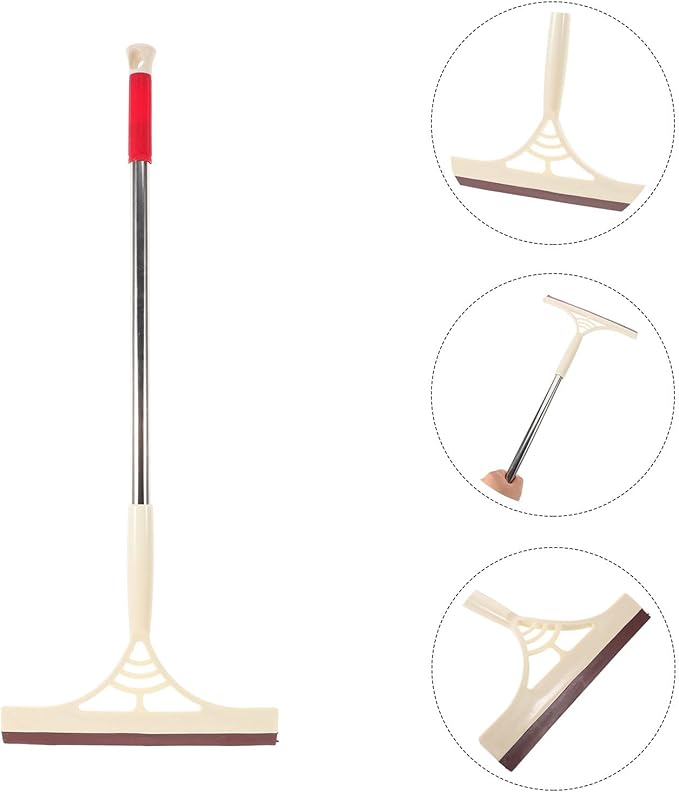 Multifunction Window Squeegee and Floor Wiper, Khaki Glass Cleaner Tool with Wet and Dry Use, Bathroom and Car Windshield Scrubber for Home Cleaning