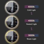 LTSRLL Frameless Illuminated LED Bathroom Wall Mirror with Touch, Demister Pad and Dimmable Lights & 3 Colors for Makeup Shaving and Bath Vanity IP44(Translucent,80cm/31.5in)