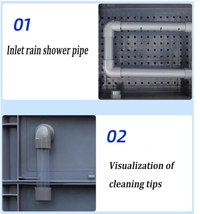 GRRICEPL Fish Tank Filter Box, Waterfall Bio-Filtration Aquarium, Turtle Tank Filter, Pump and Filter Media Not Included (Color : Gray, Size : 60x40x66cm)