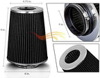 BLACK 4" 102 mm Inlet Truck Air Cone Replacement Performance Washable Clamp-On Dry Air Filter (8" Tall)