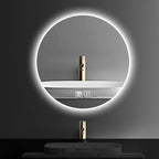 Bathroom Mirror with LED Lights and Touch Sensor, Wall Mounted Mirror with Demister Pad, 3 Colours of Light, Double Touch Button, for Entryway, Bathroom, Vanity(70cm/27.6in)