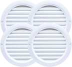 VENTS-US - 4" White Round Plastic Vent Cover with Built-in Insect Screen Mesh and Flange for Air Supply or Exhaust Air Applications - Compatible with 4 Inch Diameter Ducts (4-Pack)
