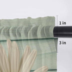 Daisy Flower Sheer Valances for Windows 42"x18", Light Filtering Kitchen Curtains Valance, Modern Art Floral Farmhouse Teal Wooden Grain Rod Pocket Chiffon Curtains for Living Room Bedroom Cafe