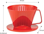 Fino Pour-Over Coffee Brewing Filter Cone, Number 1-Size, Red, Brews 1 to 2-Servings