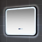 Bathroom Mirror with LED Light and Demister Pad Wall Mounted Mirror Makeup Shaving Mirror Smart Touch Switch (Black 700 * 900mm)