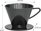 Fino Pour-Over Coffee Brewing Filter Cone, Number 2-Size, Black, Brews 2 to 6-Cups