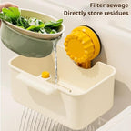 2Pcs Kitchen Sink Strainer Drainer Basket with Suction Cup,Food Waste Filter Basket,Sponge Brush Holder for Kit-chen Home,Efficient Kitchen Waste Management (Yellow)
