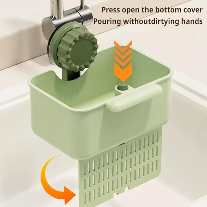 Kitchen Sink Strainer Drainer Basket with Suction Cup,Food Waste Filter Basket,Sponge Brush Holder for Kit-chen Home,Efficient Kitchen Waste Management (White)