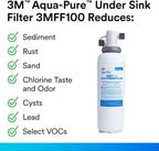 3M Aqua-Pure 3M FF100 Under Sink Drinking and Cooking Water Filter System, Reduces Lead, Microplastics, Chlorine Taste and Odor, Cysts, Select VOCs. 2.5 GPM Full Flow