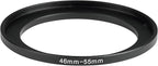 46-55mm Metal Step-Up Ring Adapter Compatible with Mirrorless Cameras DSLR Lens, UV CPL ND Filter Thread Converter, Black