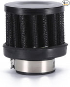 4 Pack ID I inch (25mm) Air Intake Filter with Clamp, Universal Car Air Intake Filter 1" Inlet, Black