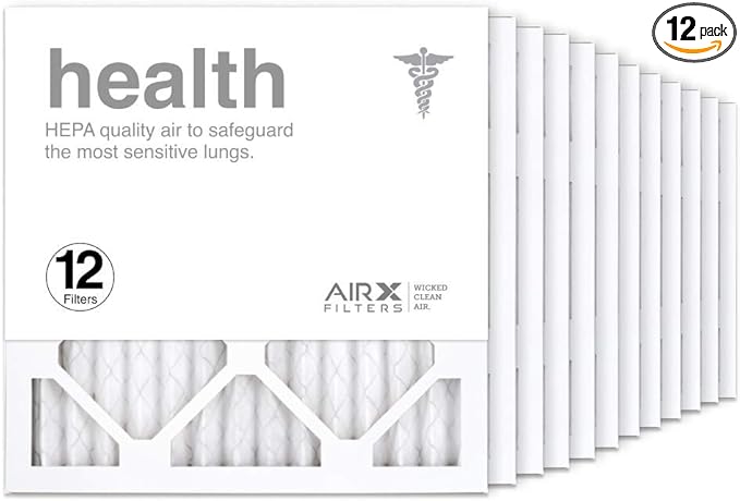 AIRx Filters 14x14x1 Air Filter MERV 13 Pleated HVAC AC Furnace Air Filter, Health 12-Pack, Made in the USA