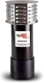OdorHog Metal Cap Slip On Vent Stack Pipe Filter 4" Black ABS, Removes Outdoor and Sewer Odor Problems (4.0-inch)