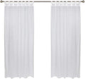 Outdoor De'cor Escape Waterproof Outdoor Sun Filtering Voile Tab Top Curtain, Patios, Gazebos, Privacy, Washable, Fade Resistant, 54" X 96", White