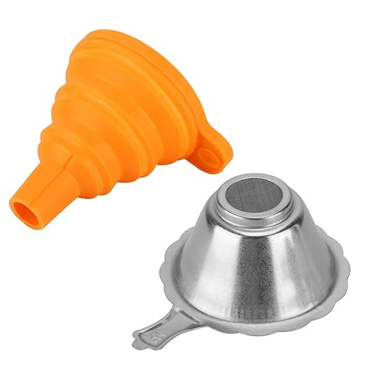 3D Printer Metal Filter Funnel,3D Printer Resin Foldable Silicone Funnel+Metal Filter Mesh,Convenient Folding Design,Easy to Clean, for All 15mm Neck Width Bottles