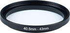 40.5mm Lens to 43mm Camera Lens Adapter 40.5mm to 43mm Step Up Ring Adapter Ring for All Brands of UV ND CPL, with Premium Lens Wiping Cloth 2 Pack (40.5mm-43mm)