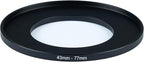 43mm Lens to 77mm Camera Lens Adapter 43mm to 77mm Step Up Ring Adapter Ring for All Brands of UV ND CPL, Comes with 2 Packs of high-end Lens Wiping Cloth (43-77mm)