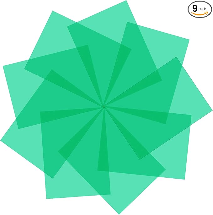 Lystaii 9pcs Gel Light Filter Color Correction Colored Overlays Transparent Color Film Lighting Gel Filter Plastic Sheets Correction 11.7 by 8.3 Inches for Film, Video, Photo, Stage (Green)