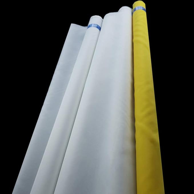 Silk Screen Printing Mesh, 100/110/120/140/160/180/200/250/300Mesh, White Yellow for Screen Printing Machine Equipment Accessories, Filter Painting, Polyester Fabric (110M/43T White)
