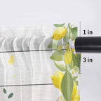 Lemon Dwarfs Sheer Valance Curtains, Gnome Green Leaf Wood Striped Black Plaid Light Filtering Kitchen Valances Rod Pocket Voile Curtain Window Treatment for Bedroom/Living Room/Basement 42Wx18L