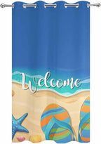 Summer Outdoor Curtains for Patio Beach Slippers Plumeria Waterproof Outside Curtains with Grommet Top Weatherproof Curtain for Cabana Pergola Gazebo, 1 Panel, 54" W x 108" L